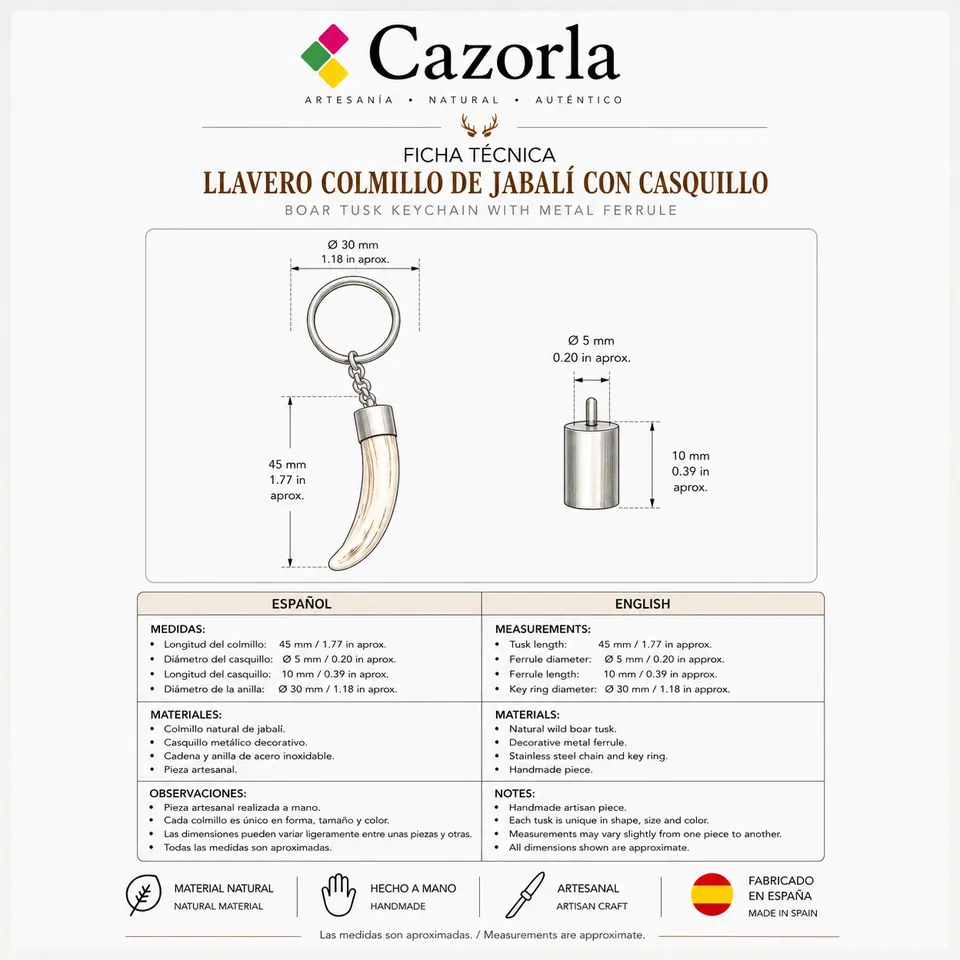 Llavero Colmillo de Jabalí con Casquillo de Alpaca - Imagen 4